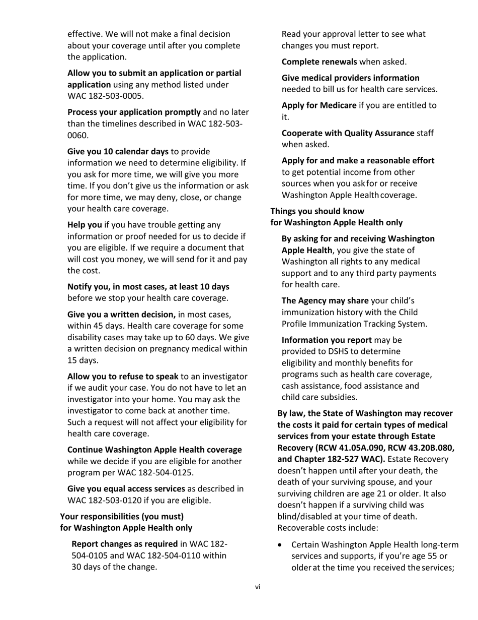 Form HCA18-001P Application for Health Care Coverage - Washington, Page 6