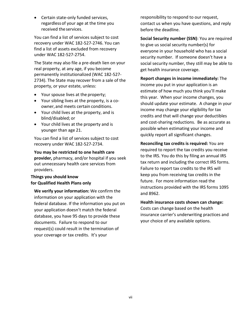 Form HCA18-001P Application for Health Care Coverage - Washington, Page 7