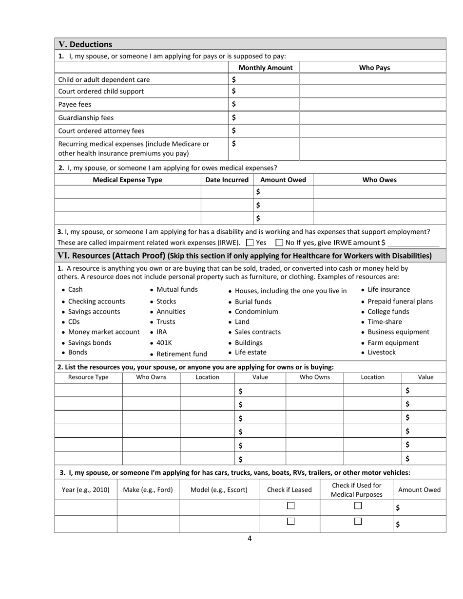 Form HCA18-005 Washington Apple Health Application for Aged, Blind, Disabled / Long - Term Care Coverage - Washington, Page 10