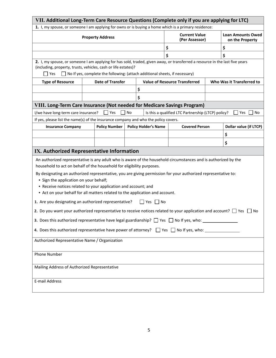 Form HCA18-005 Washington Apple Health Application for Aged, Blind, Disabled / Long - Term Care Coverage - Washington, Page 11