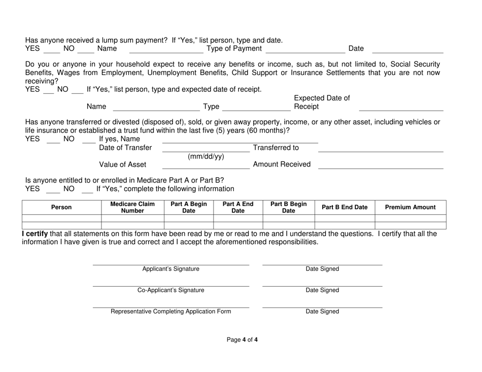 Form DFA-SLA-S1 Supplement to Application for Health Coverage - West Virginia, Page 4