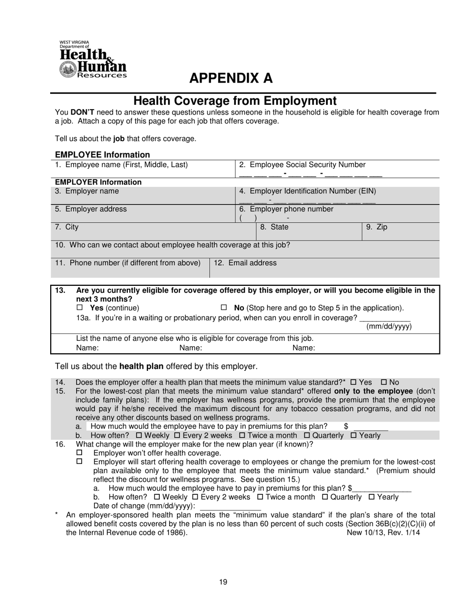 Form DFA-SLA-1 Application for Health Coverage  Help Paying Costs - West Virginia, Page 20