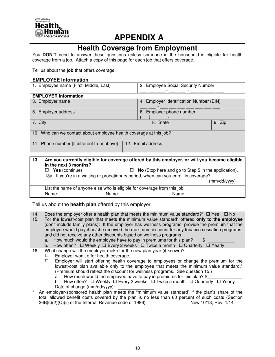 Form DFA-SLA-2 Application for Health Coverage  Help Paying Costs (Short Form) - West Virginia, Page 11