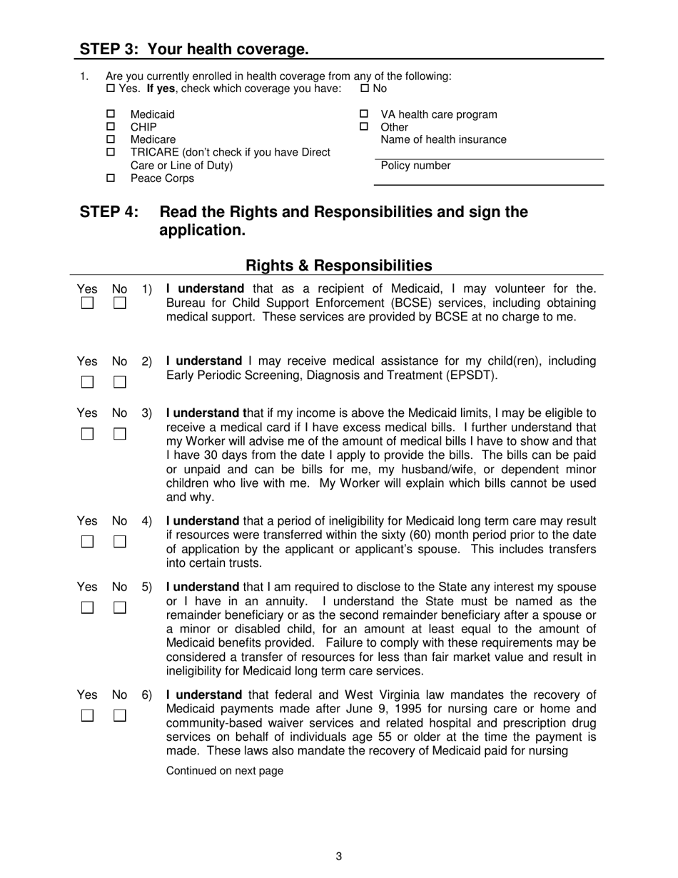 Form DFA-SLA-2 Application for Health Coverage  Help Paying Costs (Short Form) - West Virginia, Page 4