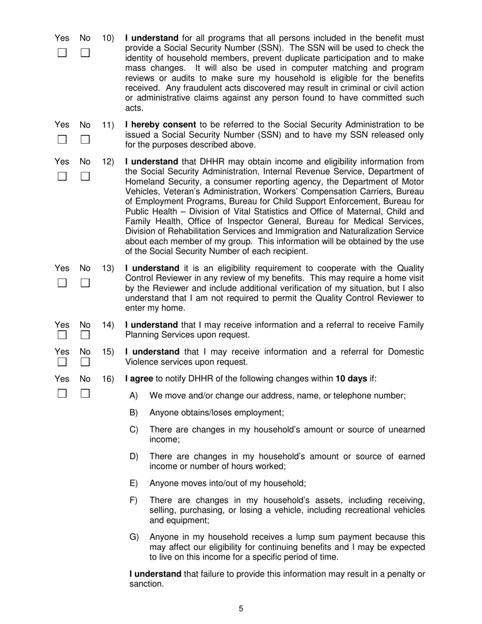 Form DFA-SLA-2 Application for Health Coverage  Help Paying Costs (Short Form) - West Virginia, Page 6