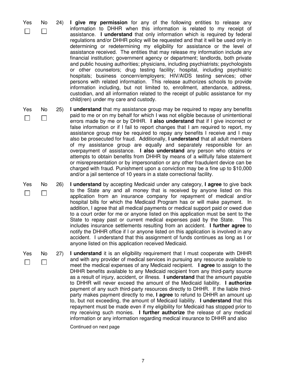 Form DFA-SLA-2 Application for Health Coverage  Help Paying Costs (Short Form) - West Virginia, Page 8