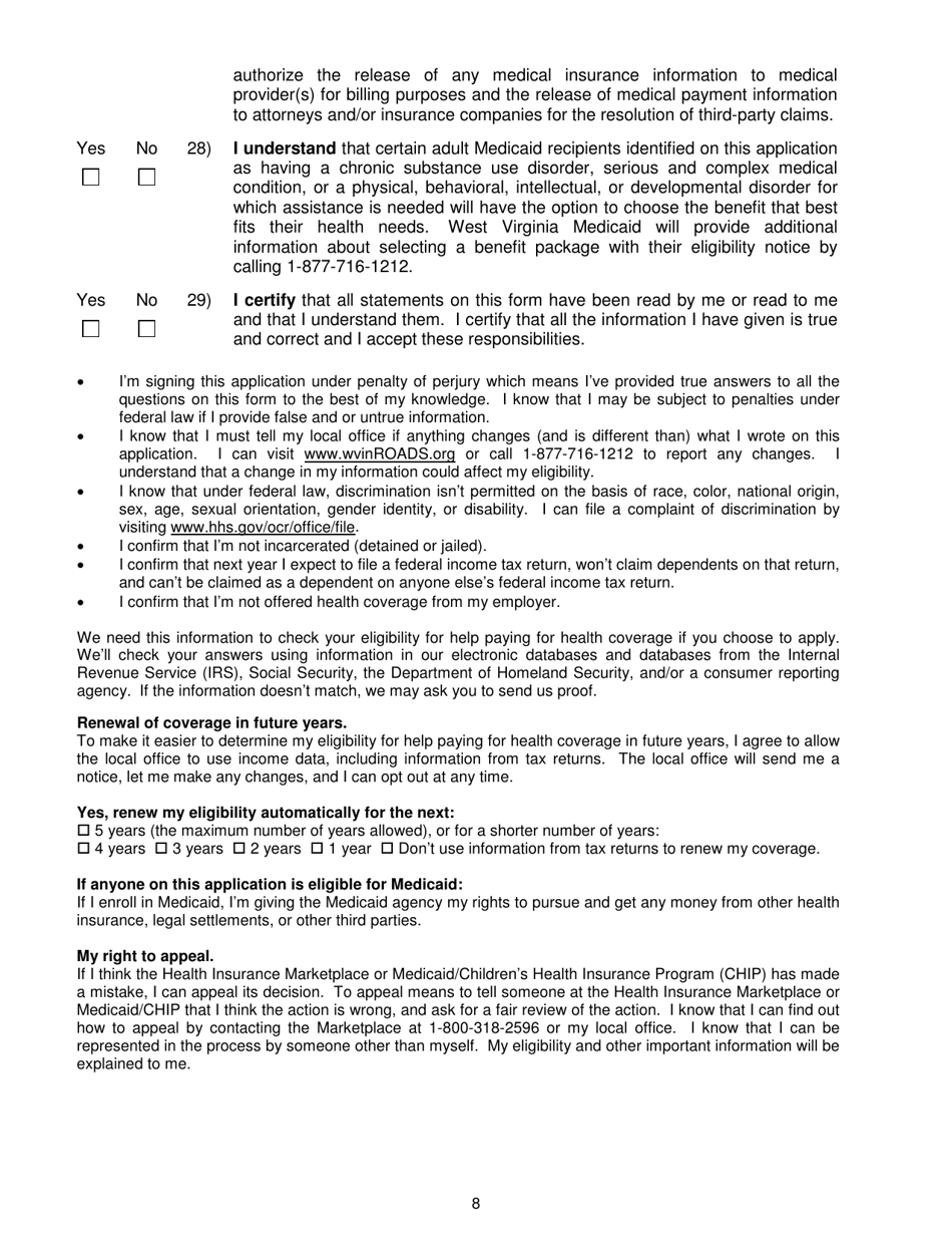 Form DFA-SLA-2 Application for Health Coverage  Help Paying Costs (Short Form) - West Virginia, Page 9
