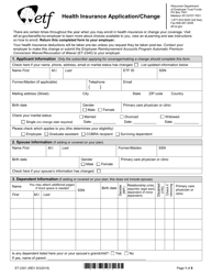 Form ET-2301 Health Insurance Application/Change - Wisconsin