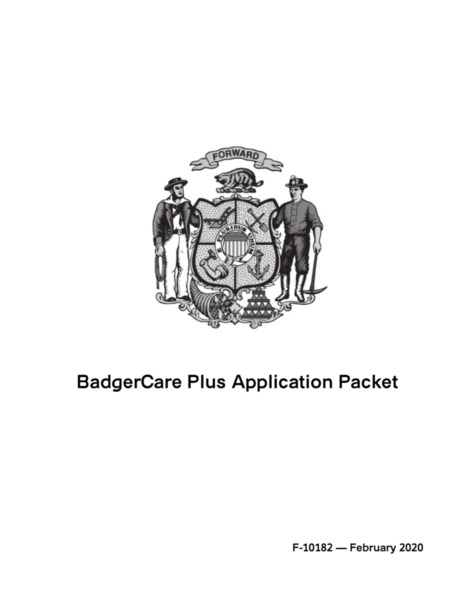 Form F-10182 Badgercare Plus Application Packet - Wisconsin, Page 1