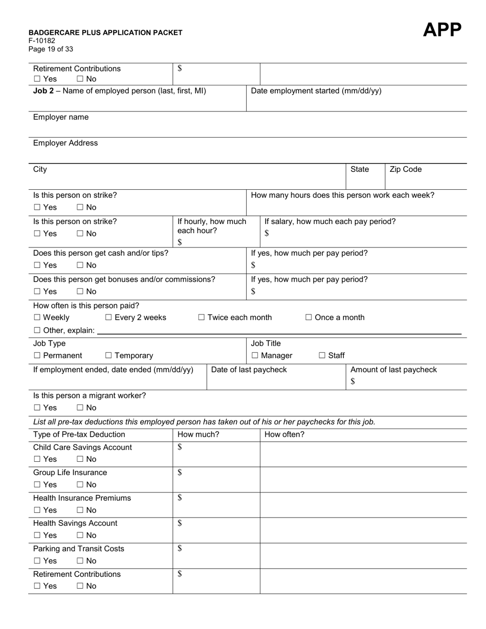 Form F-10182 Badgercare Plus Application Packet - Wisconsin, Page 22