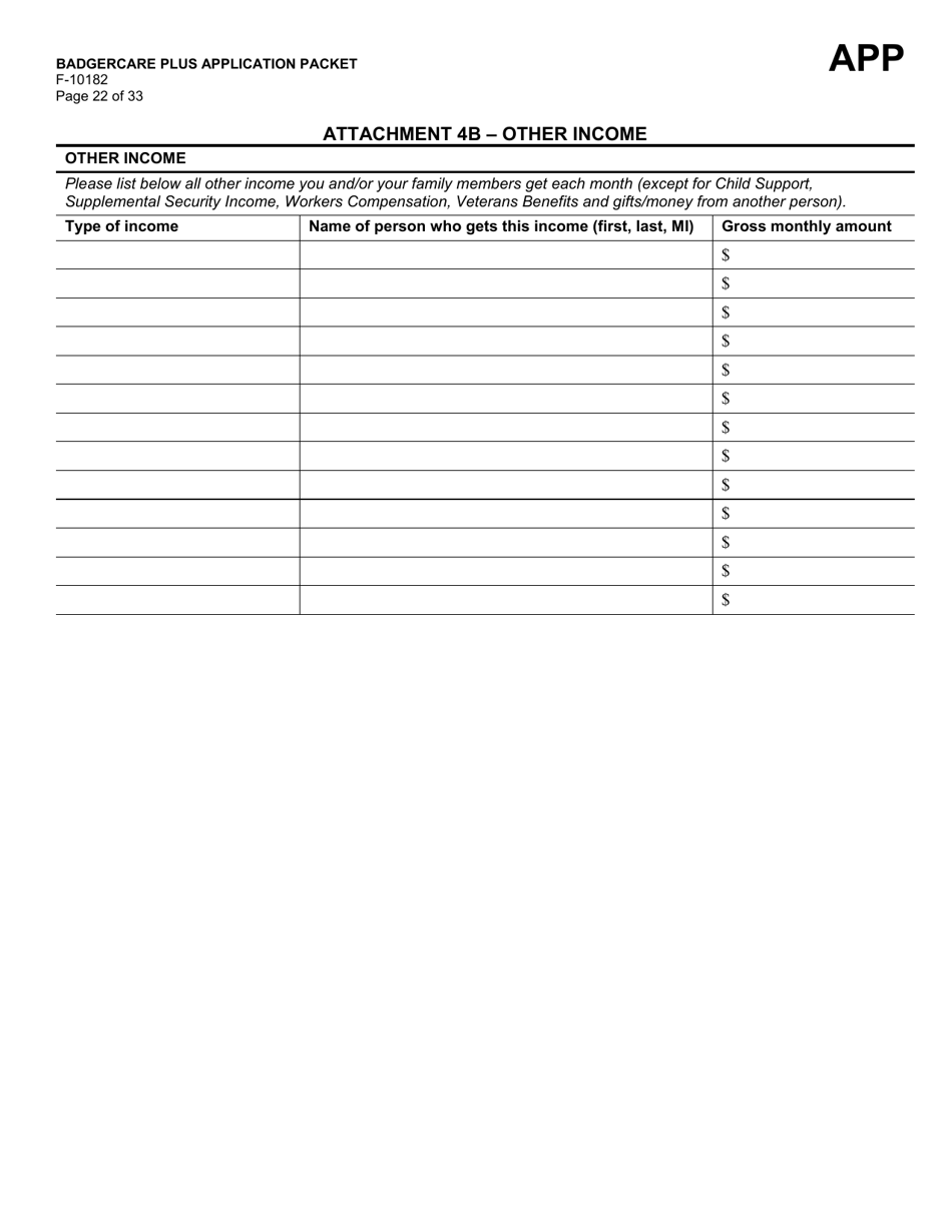 Form F-10182 Badgercare Plus Application Packet - Wisconsin, Page 27