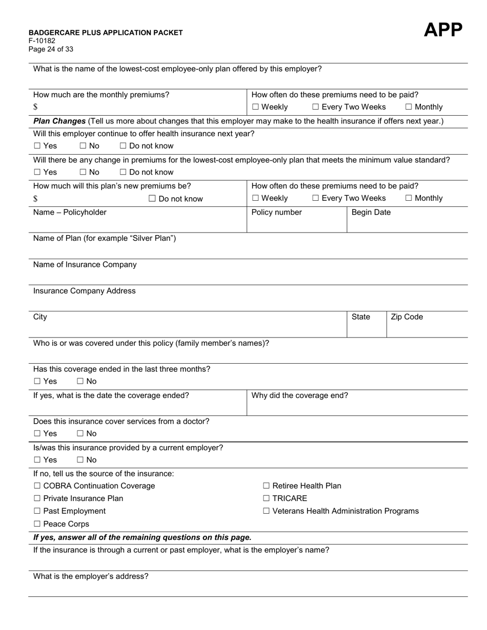 Form F-10182 Badgercare Plus Application Packet - Wisconsin, Page 30