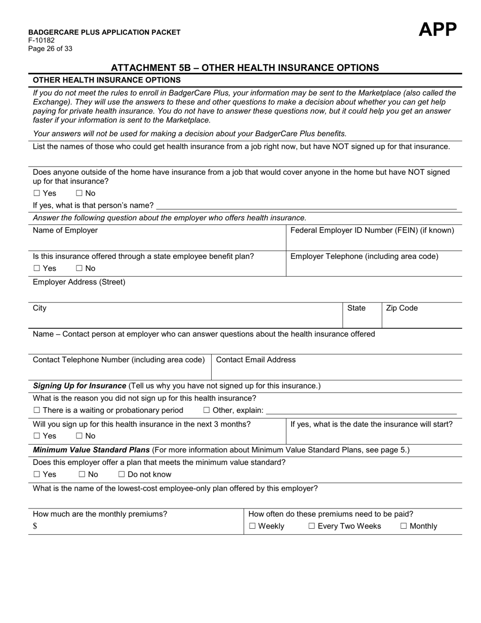 Form F-10182 Badgercare Plus Application Packet - Wisconsin, Page 33