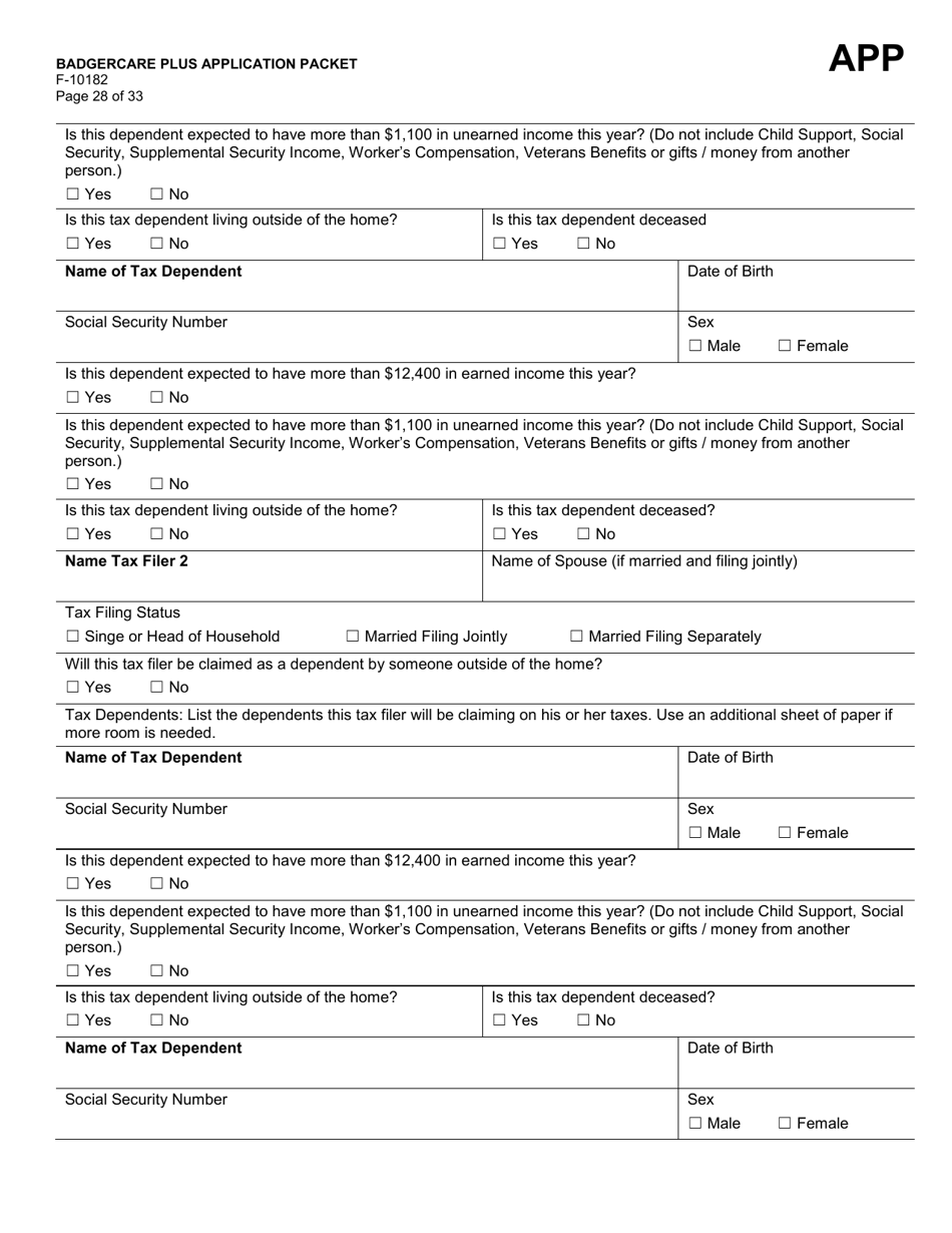 Form F-10182 Badgercare Plus Application Packet - Wisconsin, Page 36