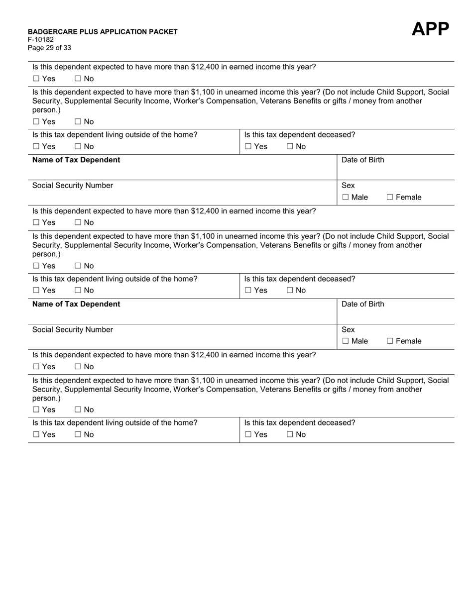 Form F-10182 Badgercare Plus Application Packet - Wisconsin, Page 37