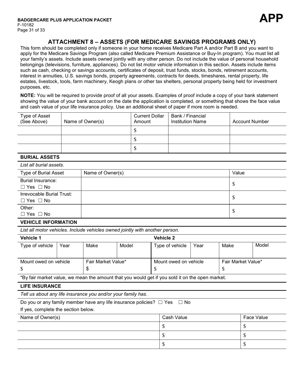 Form F-10182 Badgercare Plus Application Packet - Wisconsin, Page 41