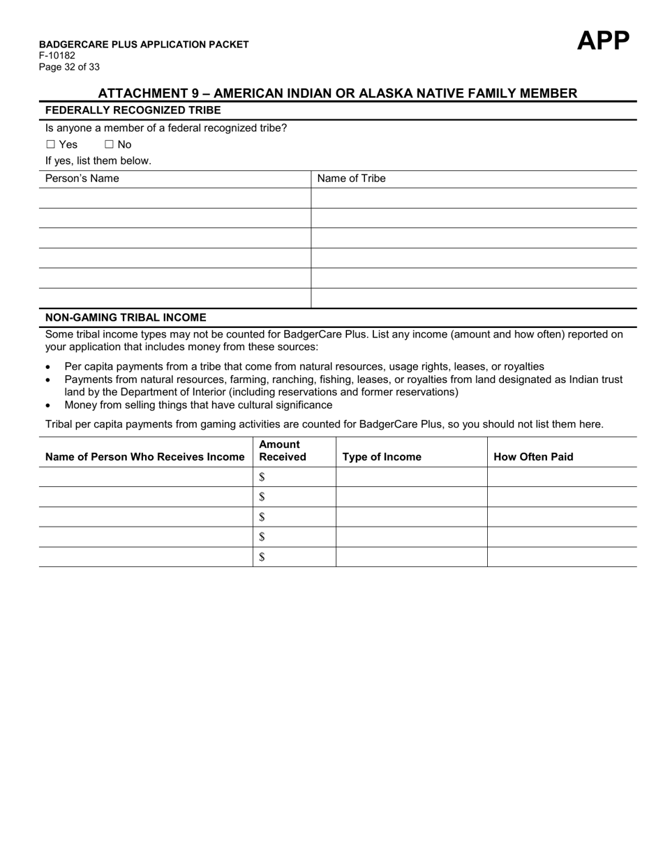 Form F-10182 Badgercare Plus Application Packet - Wisconsin, Page 43