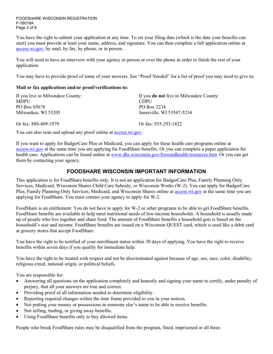 Form F-10182 Badgercare Plus Application Packet - Wisconsin, Page 56