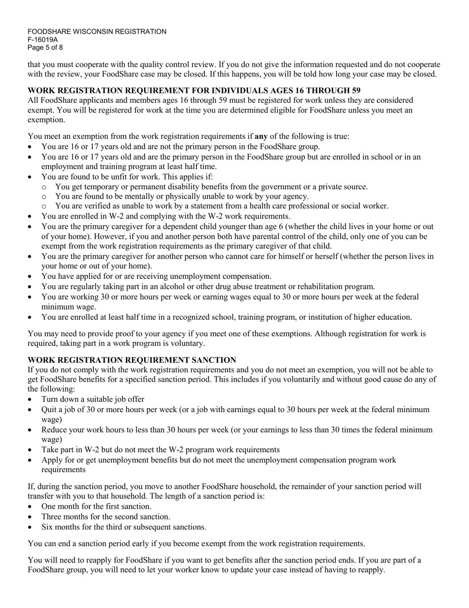 Form F-10182 Badgercare Plus Application Packet - Wisconsin, Page 59