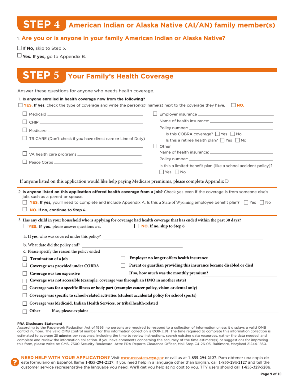 Application for Health Coverage  Help Paying Costs - Wyoming, Page 10
