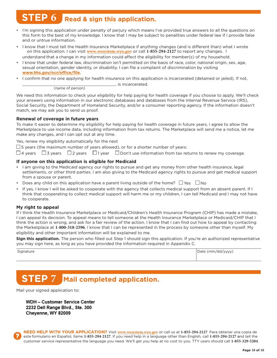 Application for Health Coverage  Help Paying Costs - Wyoming, Page 11