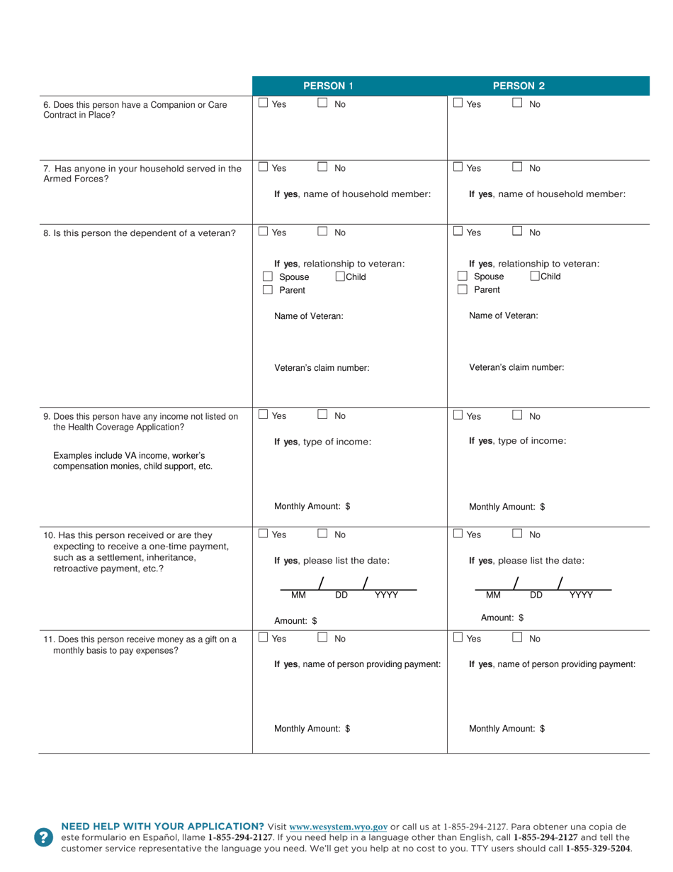 Application for Health Coverage  Help Paying Costs - Wyoming, Page 17