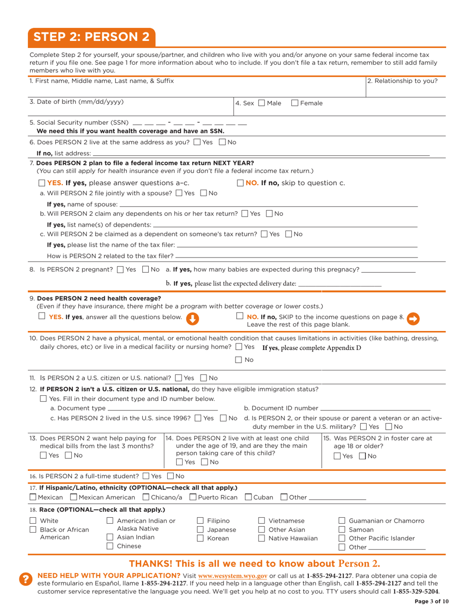 Application for Health Coverage  Help Paying Costs - Wyoming, Page 4