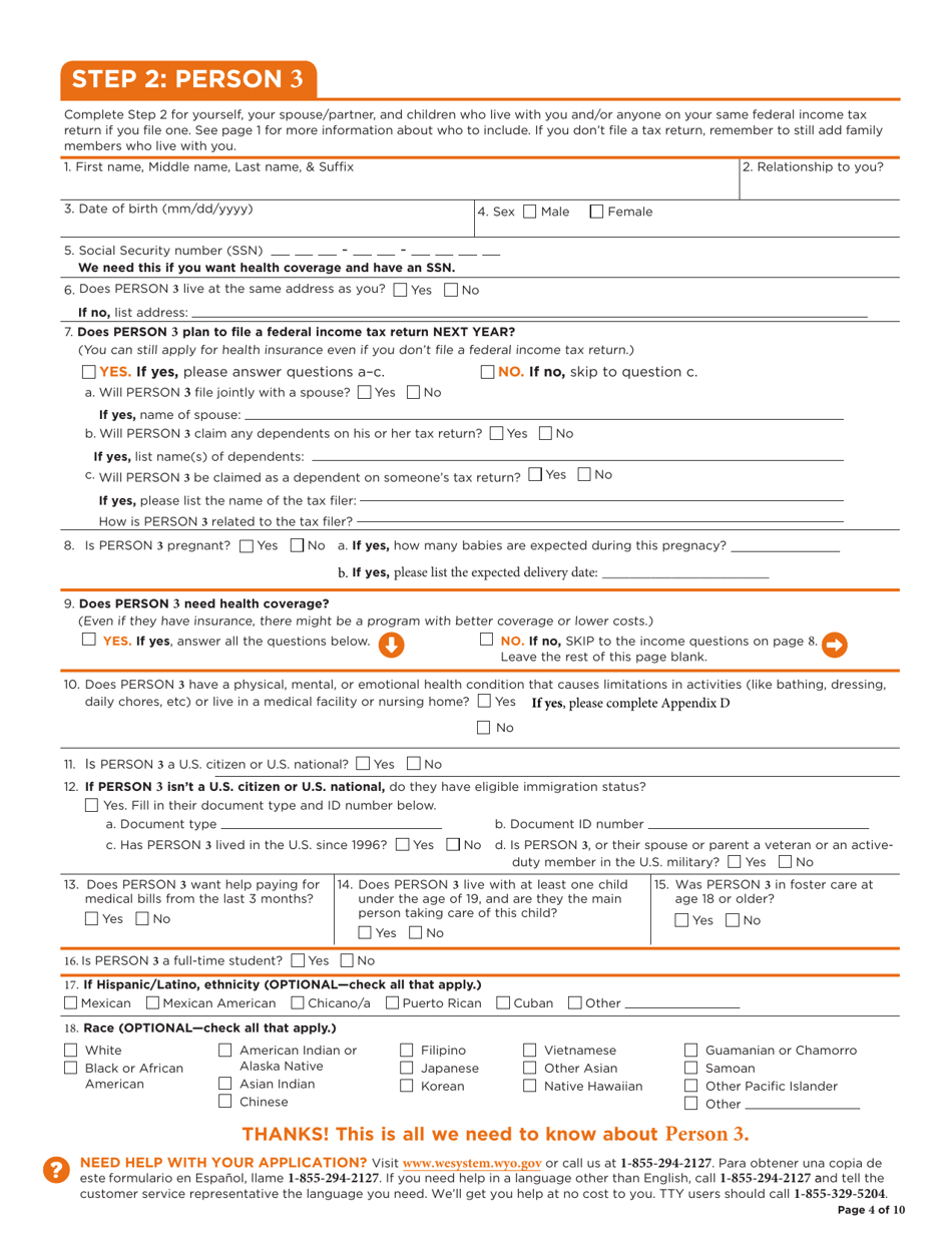 Application for Health Coverage  Help Paying Costs - Wyoming, Page 5