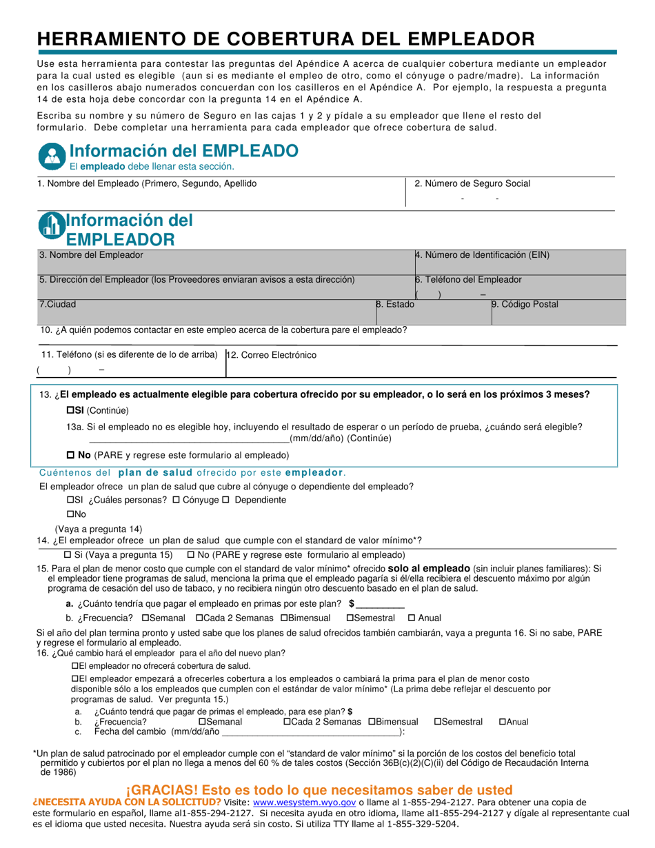 Solicitud Para Cobertura De Salud  Ayuda Para Pagar Costos - Wyoming (Spanish), Page 13