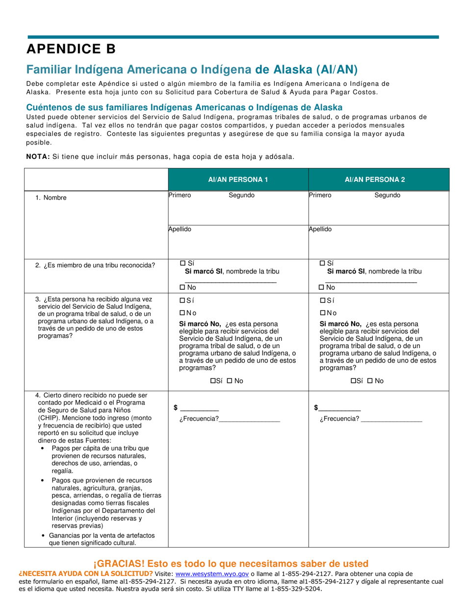 Solicitud Para Cobertura De Salud  Ayuda Para Pagar Costos - Wyoming (Spanish), Page 14