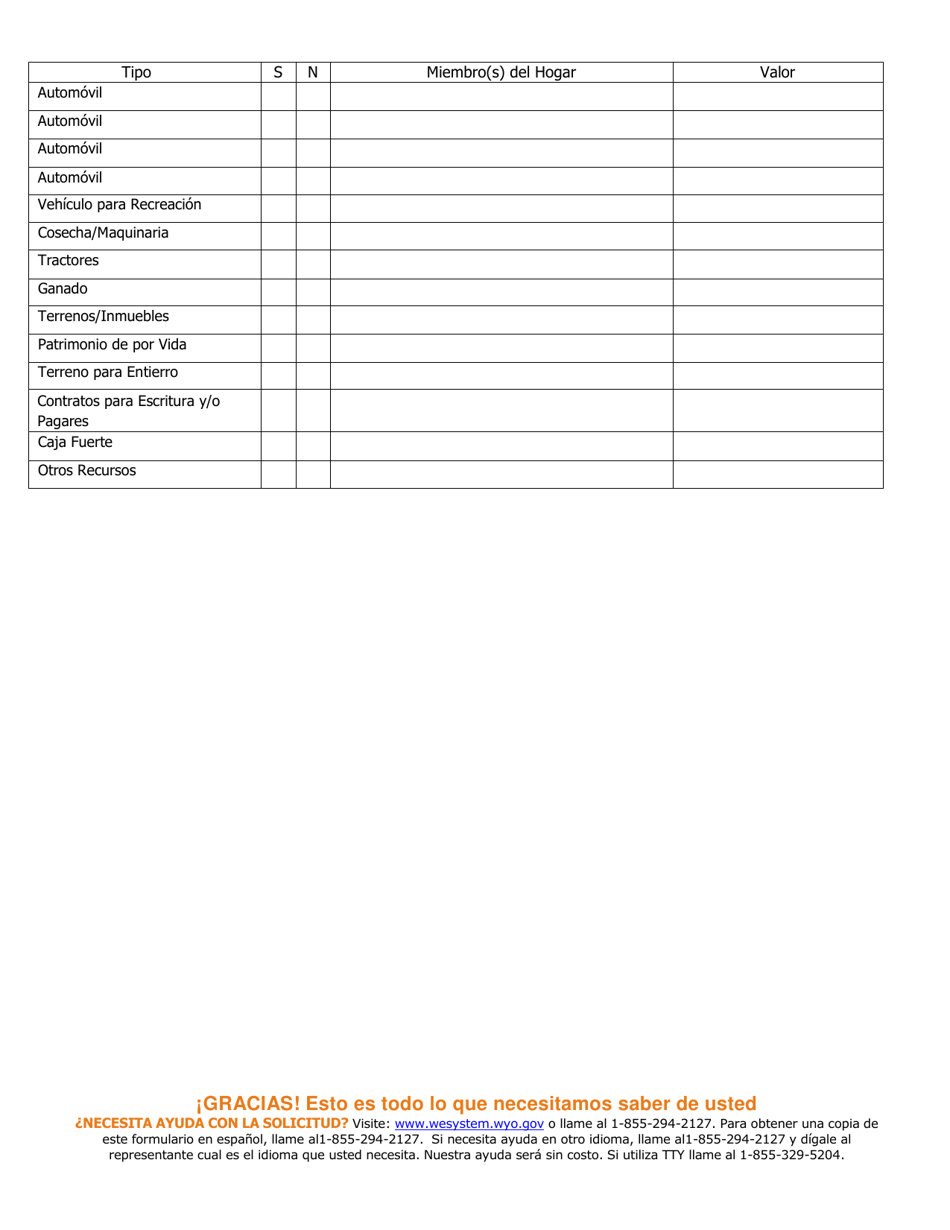 Solicitud Para Cobertura De Salud  Ayuda Para Pagar Costos - Wyoming (Spanish), Page 19