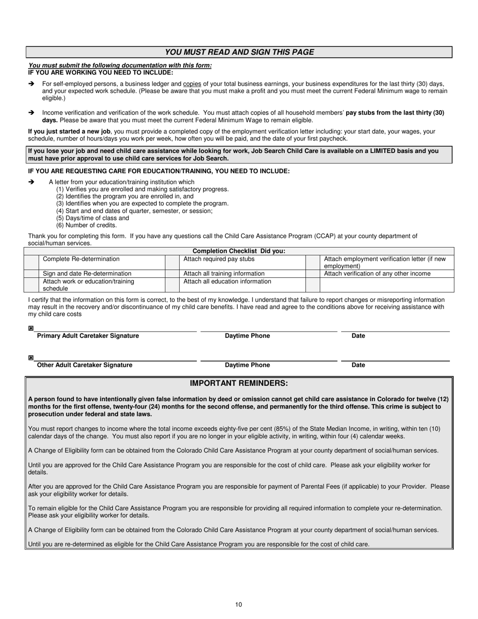 Form 615-82-94-0070SP SS-7 Re-determination of Eligibility Form - Colorado, Page 10