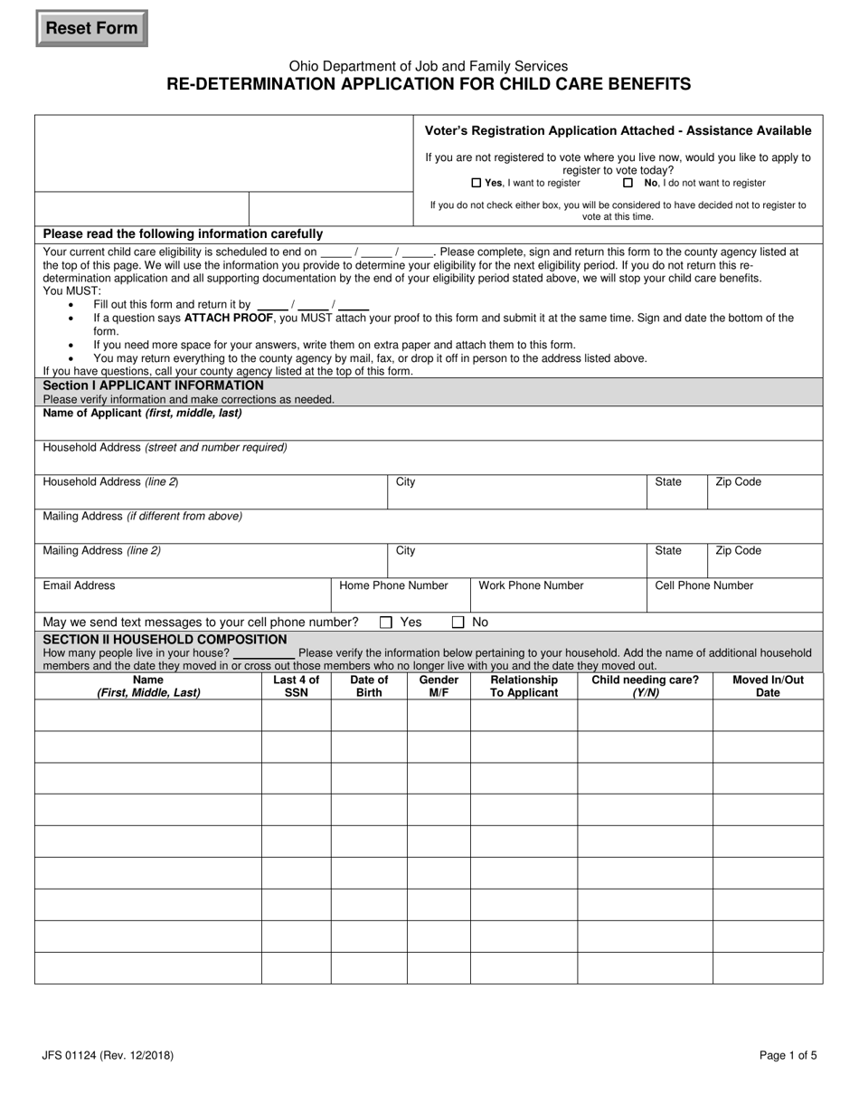 Form JFS01124 Re-determination for Child Care Benefits - Ohio, Page 3