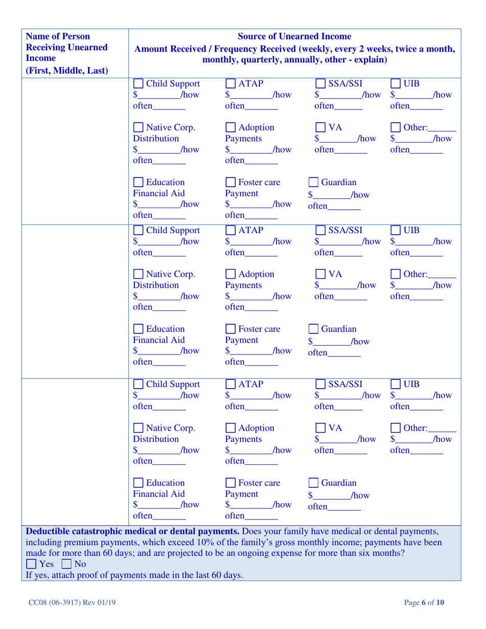 Form CC08 (06-3917) Child Care Assistance Application - Alaska, Page 12