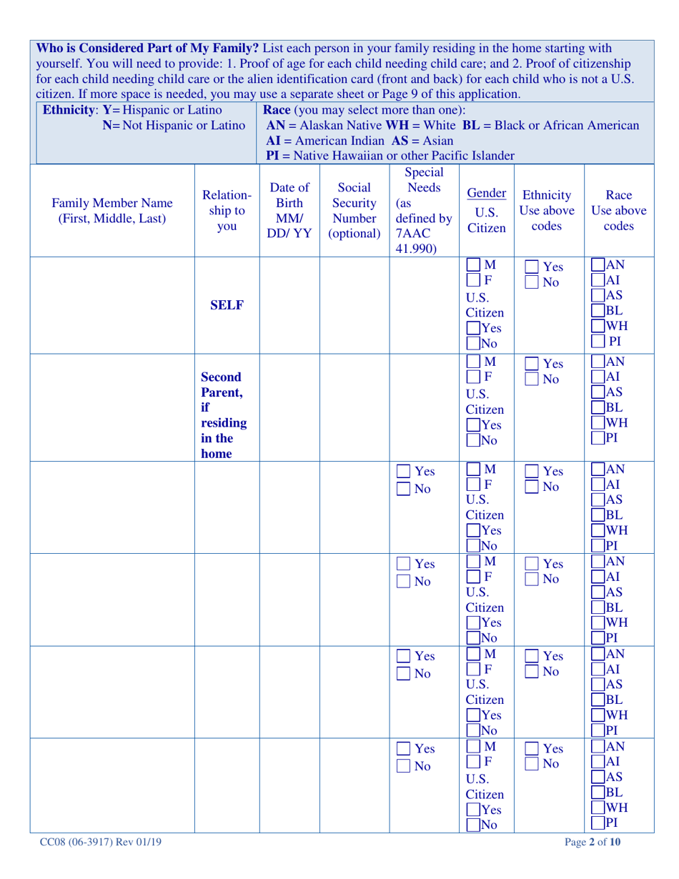 Form CC08 (06-3917) Child Care Assistance Application - Alaska, Page 8