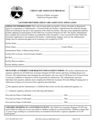 Document preview: Form CC41 (06-4069) Licensed Provider Child Care Assistance Application - Alaska