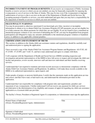 Form CC41 (06-4069) Licensed Provider Child Care Assistance Application - Alaska, Page 2