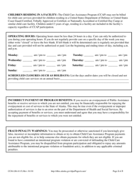 Form CC84 (06-4115) Certified/Accredited Provider Child Care Assistance Application - Alaska, Page 2