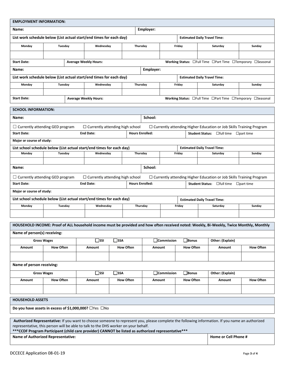 Child Care Assistance Application - Arkansas, Page 3