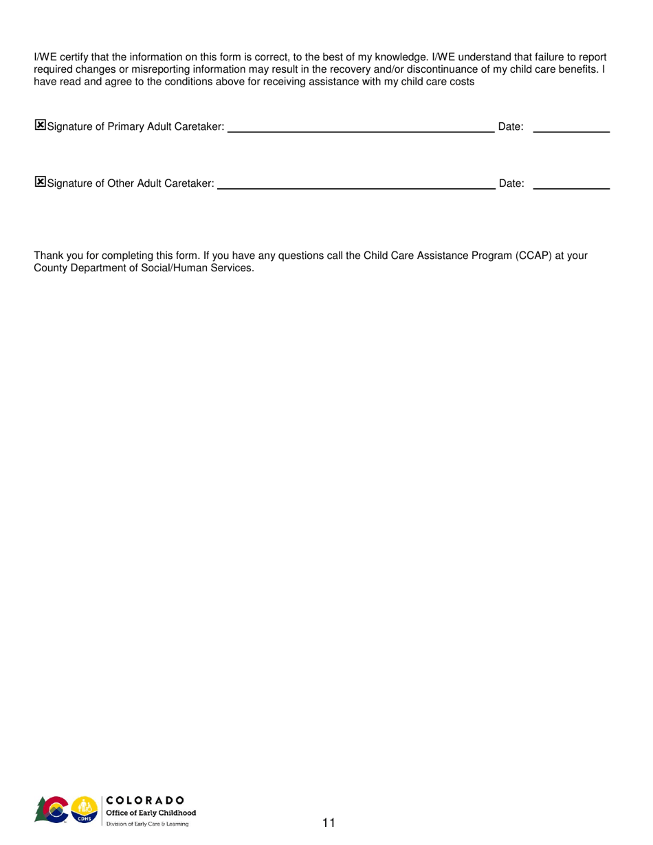 Form 615-82-14-0028 Application for Colorado Child Care Assistance Program (Cccap) - Colorado, Page 11