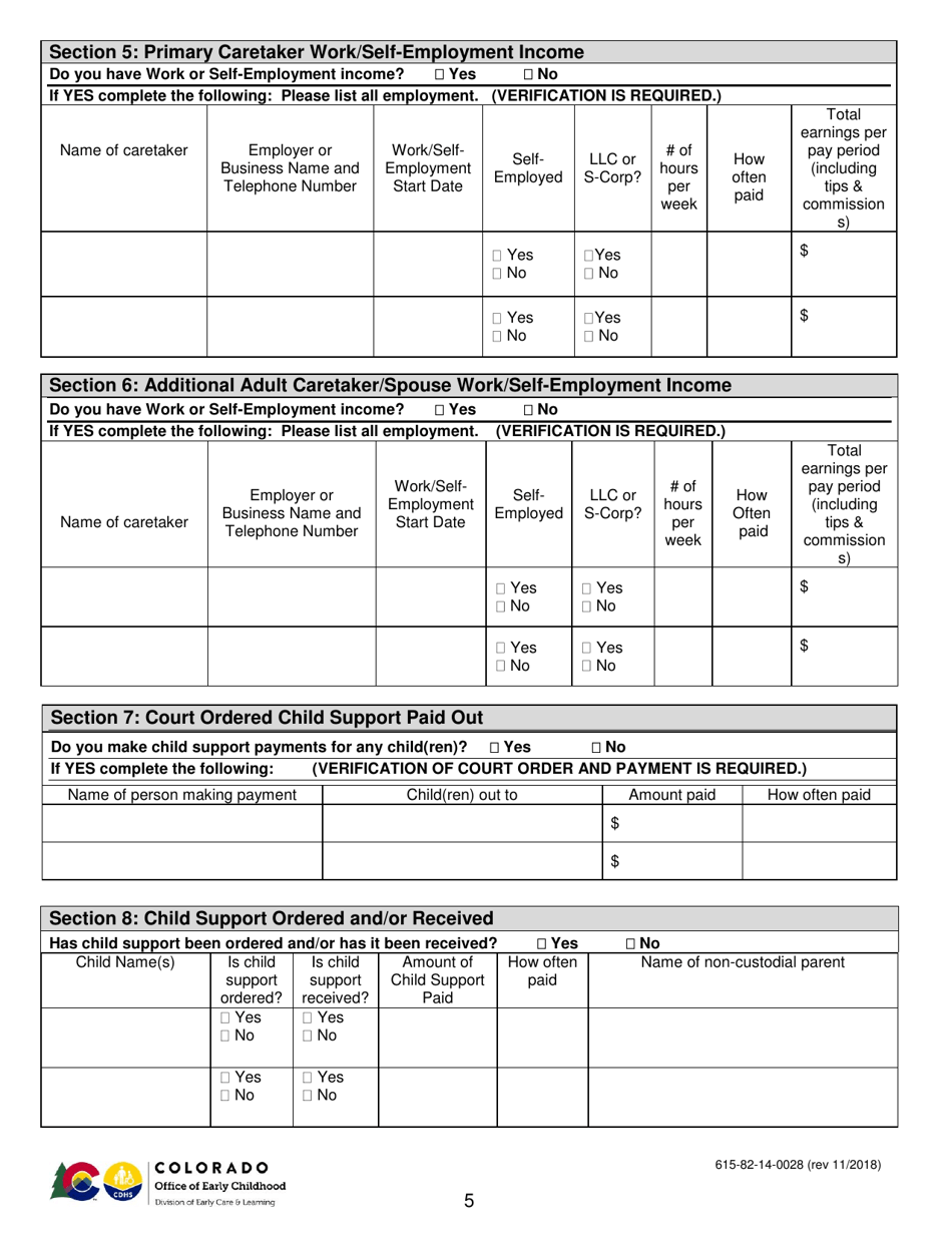 Form 615-82-14-0028 Application for Colorado Child Care Assistance Program (Cccap) - Colorado, Page 5