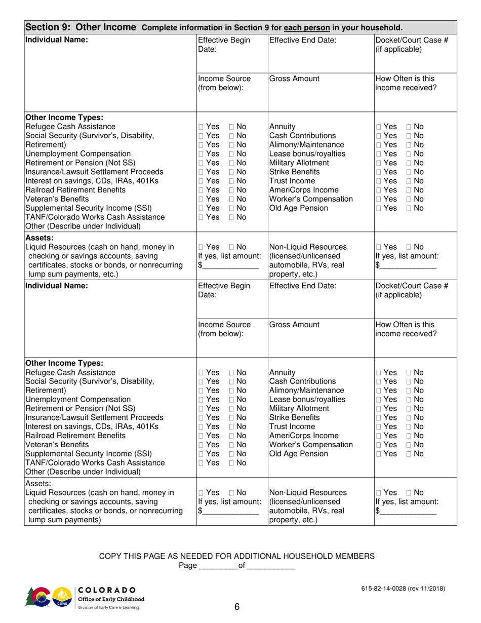 Form 615-82-14-0028 Application for Colorado Child Care Assistance Program (Cccap) - Colorado, Page 6
