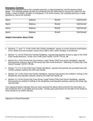 Form CF-FSP5219 Child Care Application for Enrollment - Florida, Page 2