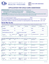 Form HW0217 Application for Child Care Assistance - Idaho, Page 2