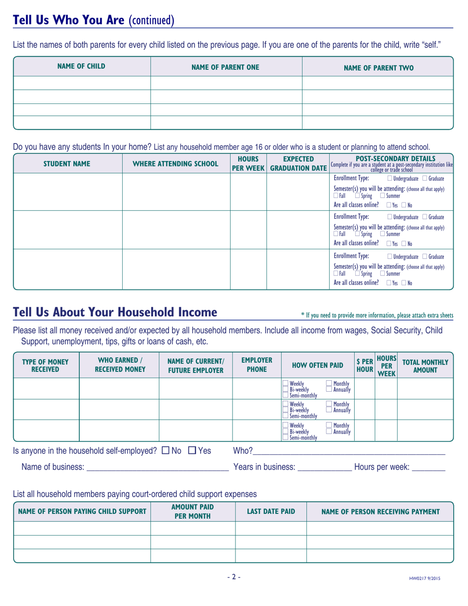 Form HW0217 Application for Child Care Assistance - Idaho, Page 4