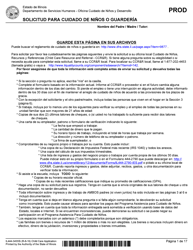 Formulario IL444-3455SI Solicitud Para Cuidado De Ni &#039;os O Guarderia - Illinois (Spanish)