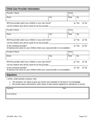 Form 470-3624 Child Care Assistance Application - Iowa, Page 5