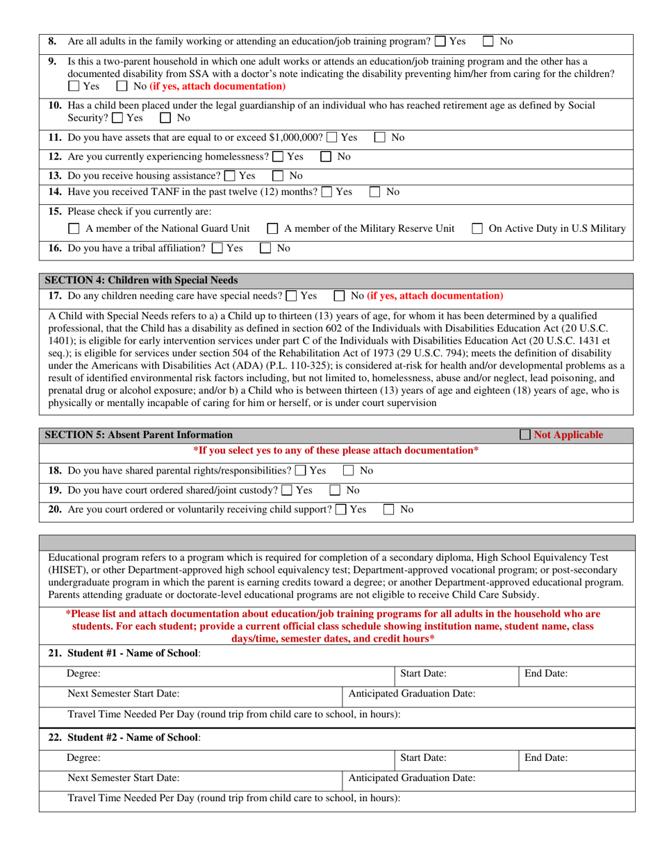 Child Care Subsidy Program (Ccsp) Application - Maine, Page 3