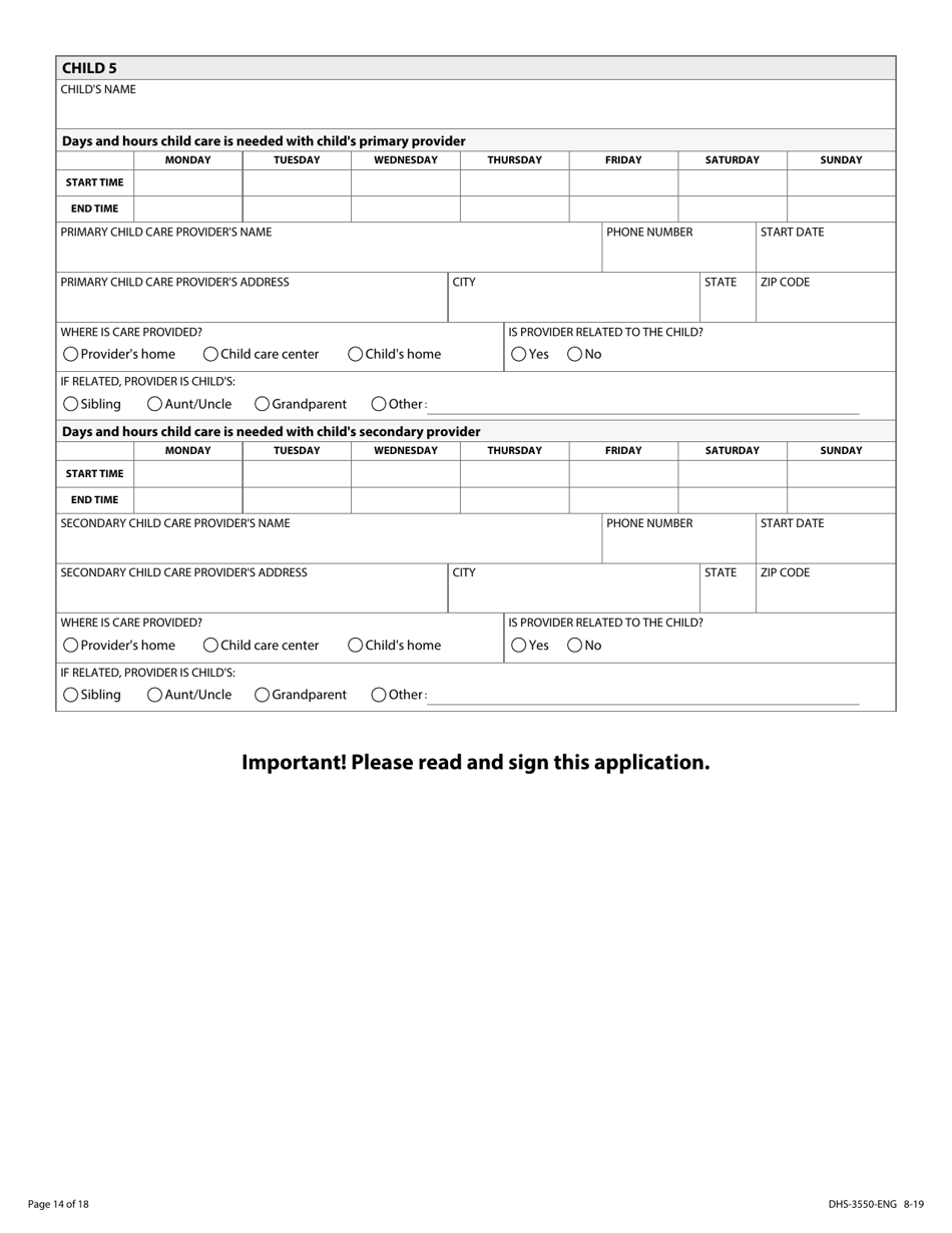 Form DHS-3550-ENG Minnesota Child Care Assistance Program Application - Minnesota, Page 16
