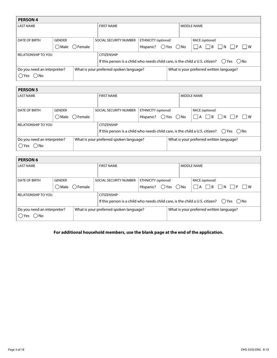 Form DHS-3550-ENG Minnesota Child Care Assistance Program Application - Minnesota, Page 5